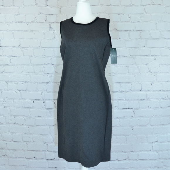 NWT LAUREN Timeless Velvet Trim Sleeveless Sheath - Picture 2 of 9